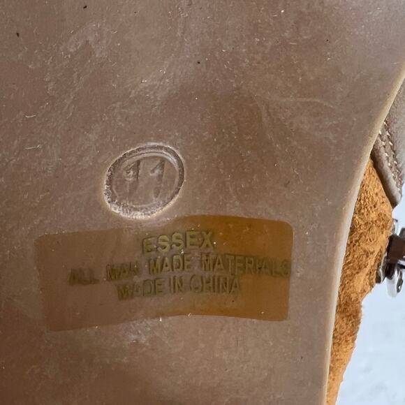 Lulus Essex Booties Brown Size 11 Mid Calf Pointed Toe Faux Leather Zippers Shoe - Picture 8 of 11